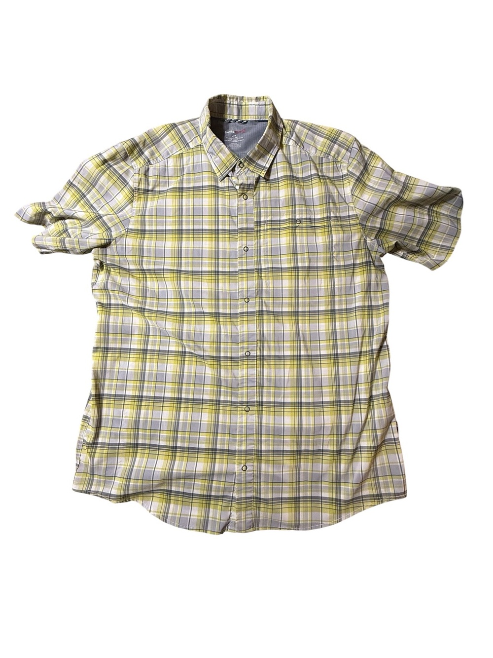 Swiss Tech Men's L 42/44 Plaid Performance Hiking Shirt Short Sleeve Button Up